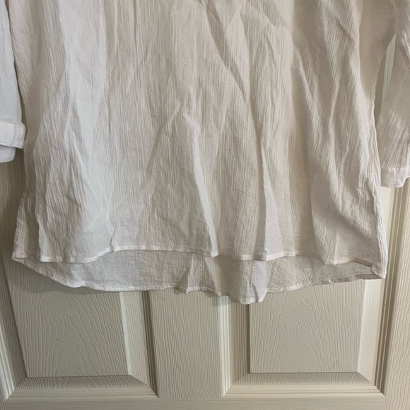 3/$10 Down East White Blouse with Unique Lace Yoke - Picture 7 of 8